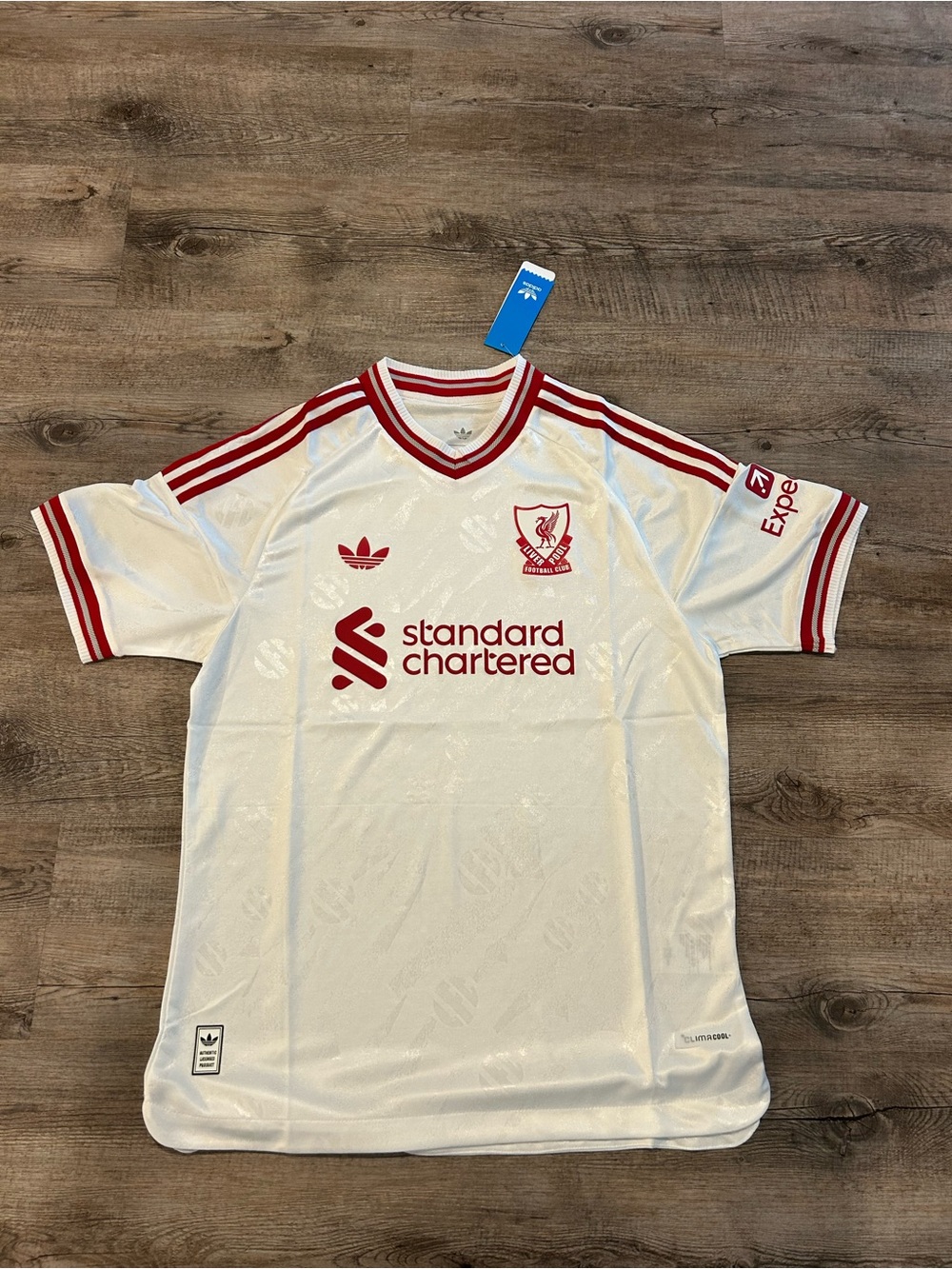 adidas White & Red Liverpool FC Men's Jersey
